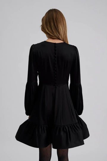 Jasmine Ruffled Mini Dress - Black
