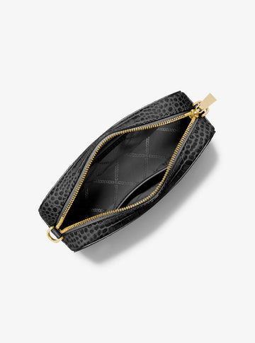Jet Set Medium Nubuk Logo Crossbody Bag - Black