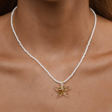 Serafina Glass Starfish Necklace - Yellow