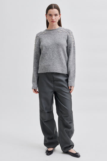 Sparkling Knit O-Neck - Grey Melange