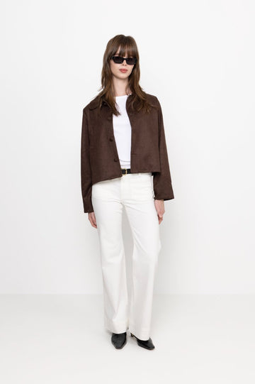 Nilo Faux Suede Jacket - Dark Brown