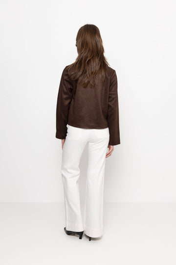 Nilo Faux Suede Jacket - Dark Brown