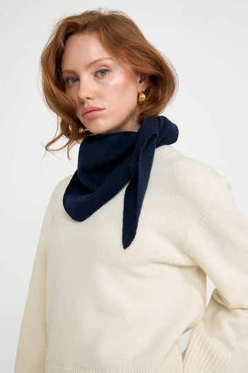 Victoria Wool Cashmere Scarf - Navy