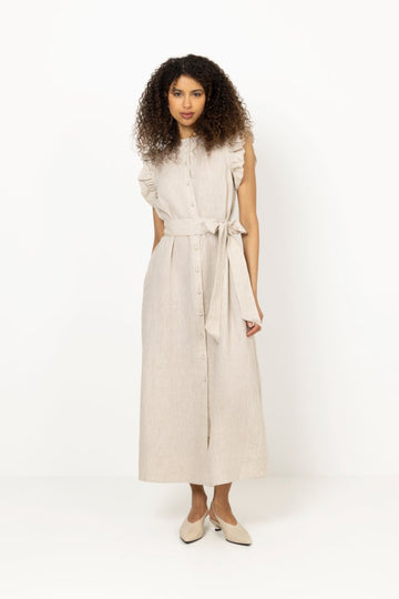 Pam Linen Dress - Beige Melange