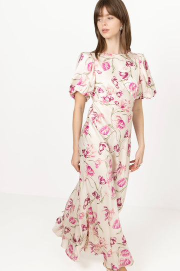 Freja Pouf Sleeve Maxi Dress - Tulip Pink
