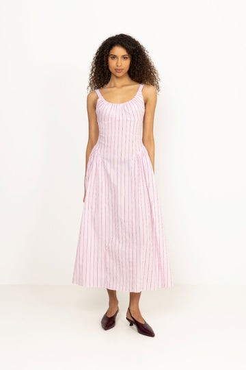Marcella Midi Dress - Fiori Stripe Palazzo