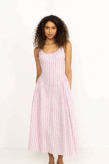 Marcella Midi Dress - Fiori Stripe Palazzo