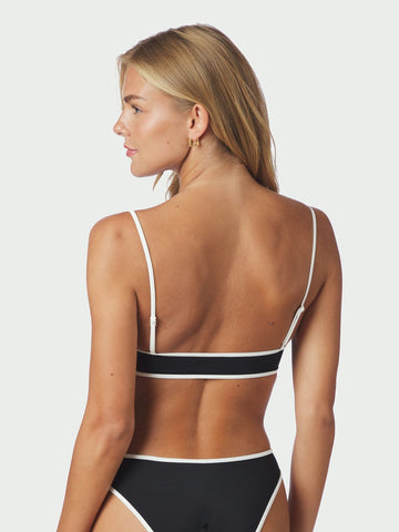 Fia Solid Contrast Bikini Top - Black/White