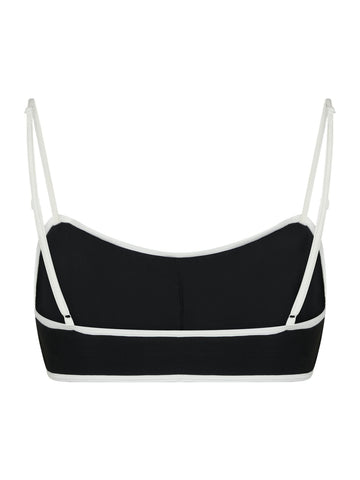 Fia Solid Contrast Bikini Top - Black/White