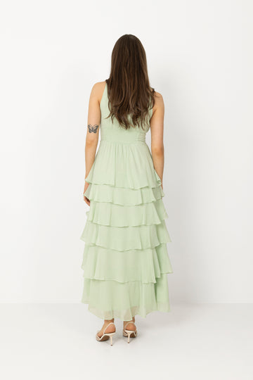 Marli Solid Chiffon Dress - Light Green
