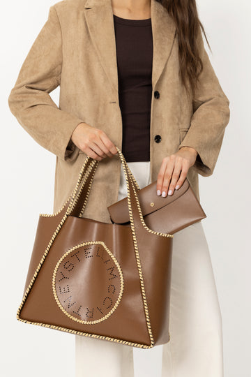 Logo Tote Bag Eco Alter Mat & Raffia Braid - Tan