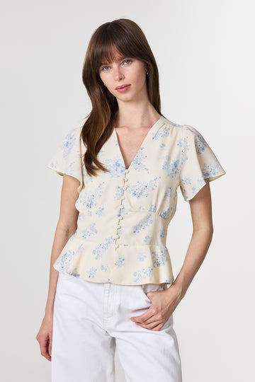 Jasmin Delicate Flower Blouse - Creme