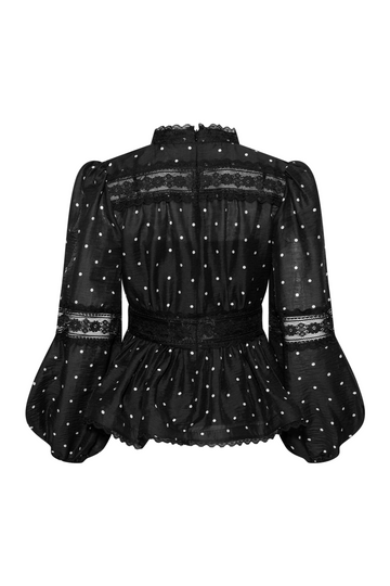 Aliah Dot Blouse - Black Ivory Dots