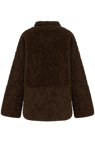 Ingrid B Faux Shearling Jacket - Dark Brown