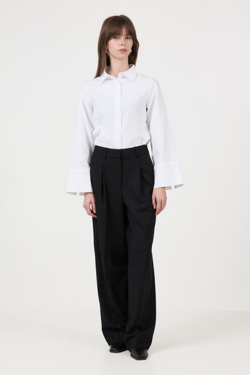Wide Mara Wool Blend Hw Pant - Black