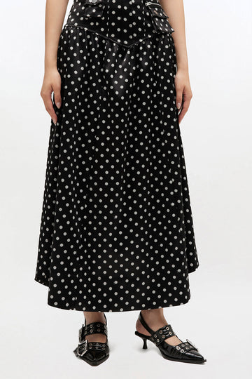 Printed Double Satin Corset Skirt - Black