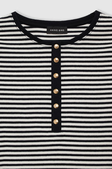 Alessia Tee - Cream And Black Stripe