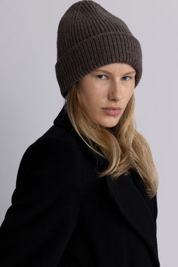 Victoria Cashmere Wool Beanie - Brown