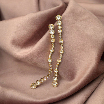 Statement Crystal Drop Earrings - Pale Gold