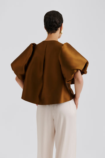 Cleo Puff Sleeve Blouse - Amber