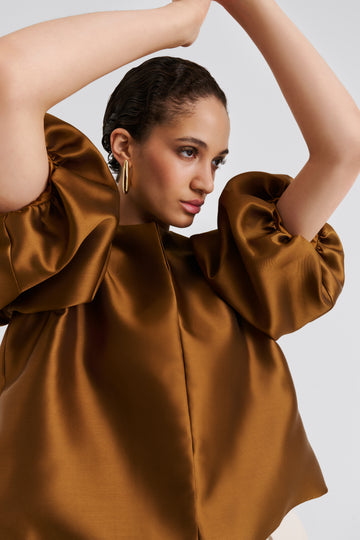 Cleo Puff Sleeve Blouse - Amber