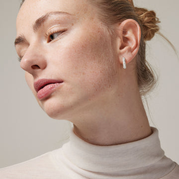 Sparkling Square Hoops - Silver