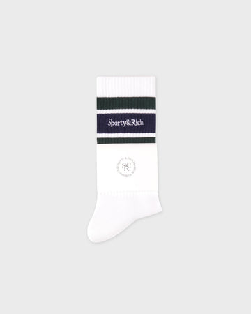 Serif Logo Socks - White/Forest/Dark Navy