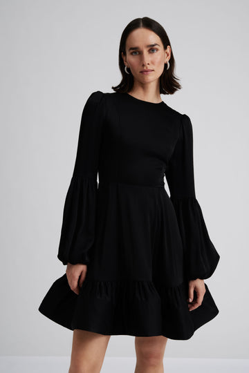Jasmine Ruffled Mini Dress - Black