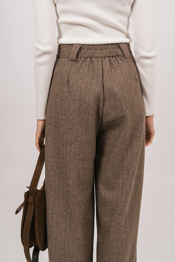 Zoe Herringbone Pant - Brown