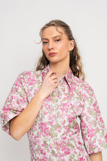 Arisa-Elea 2/4 Short Jacquard Dress - Snow White Aop