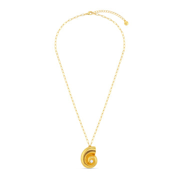 Textured Ammonite Statement Necklace - Pale Gold
