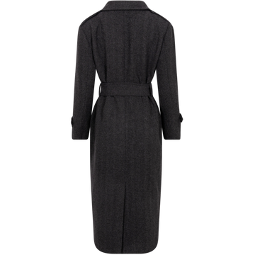 Edith Herringbone Coat - Black