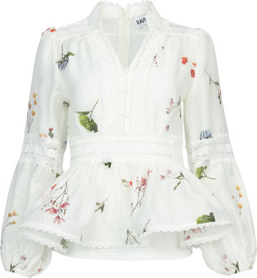 Aliah Garden Blouse - White Garden