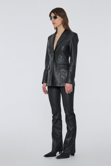 Stretch Leather Pants - Black