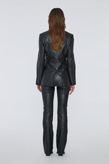 Stretch Leather Pants - Black