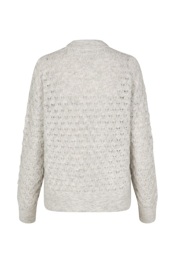 Saanour Pointelle Sweater - White Melange