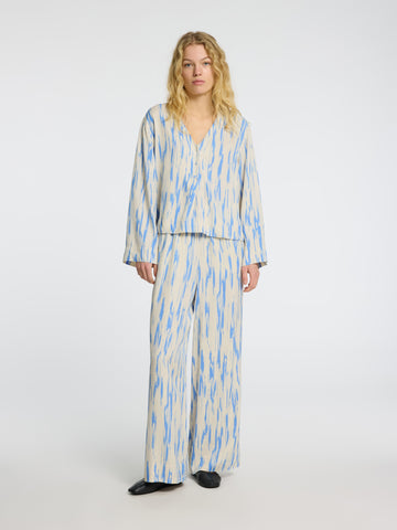 Baela Ls Aop V-Neck Top B - Birch Aop