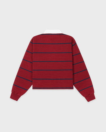 Serif Logo Rugby Polo - Merlot/White/Dark Navy