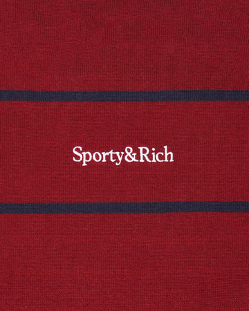 Serif Logo Rugby Polo - Merlot/White/Dark Navy