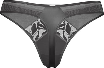 Thong - Black Floral Lace