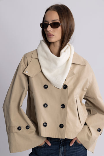 Victoria Wool Cashmere Scarf - Creme