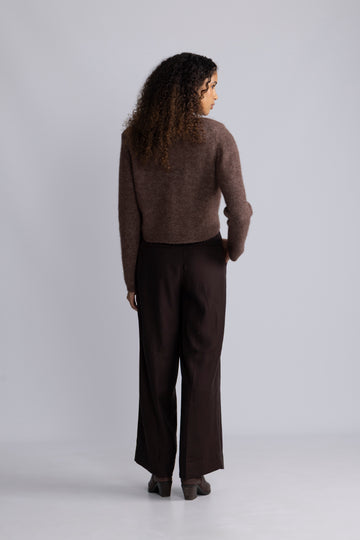 Sia Ras Ls Knit Cropped Cardigan - Fungi