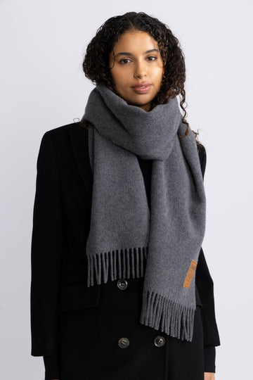 Double Face Wool Solid Scarf - Paloma Melange