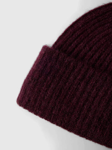 Lulu Wool Blend Knit Beanie - Fig Melange