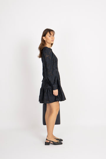 Calli-Sadie Ls Short V-Neck Dress Ff - Dark Sapphire