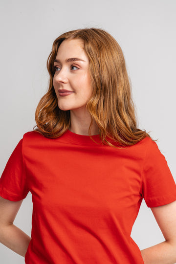 Myessential Ss O-Neck Tee - Flame Scarlet