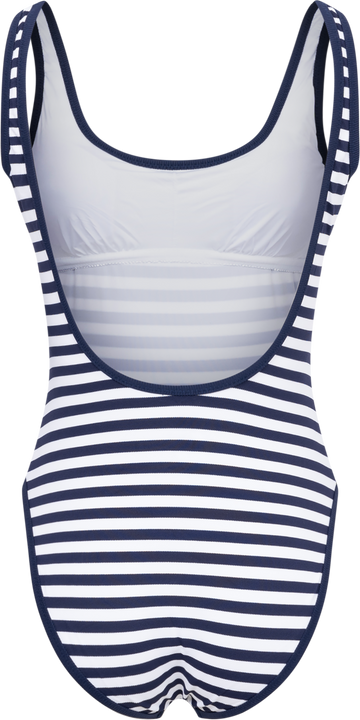Piquet Stripe Scoopneck Swimsuit - White/Navy