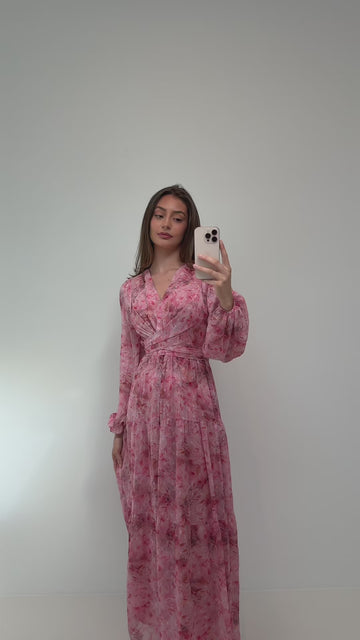 Hedvig Chiffon Maxi Dress - Pink Floral