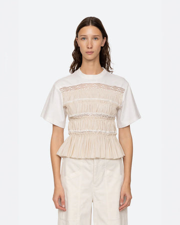 Parcie Crinkle S/Slv Top - Cream