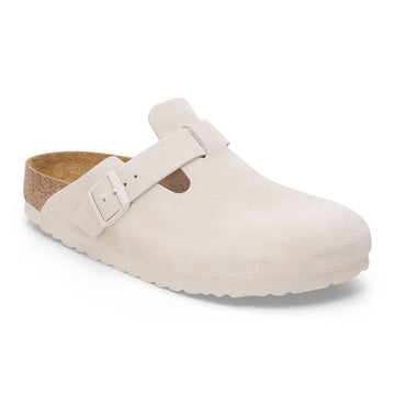 Boston Suede Leather Soft Footbed Narrow - Antique White